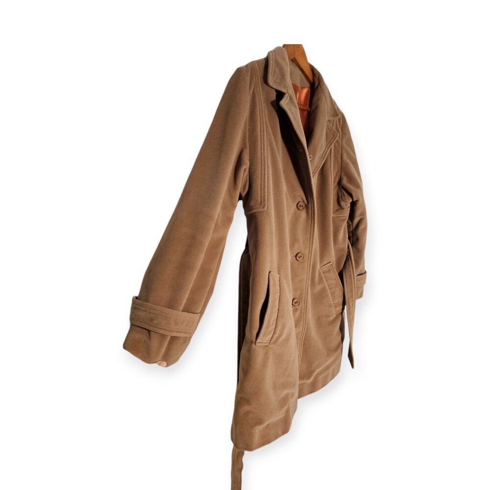 Juli De Roma Tan Man Made Cashmere 3/4 Length Coat Size Medium/Large USA Made - Picture 3 of 8